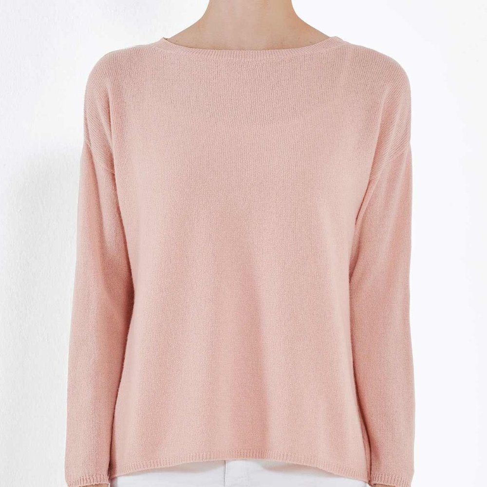 NWT Maison Cashmere Women’s Oversized Cashmere Boatneck Sweater Peach 2X
